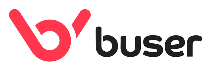 Logo Buser de 2020 com símbolo em rosa e texto em preto